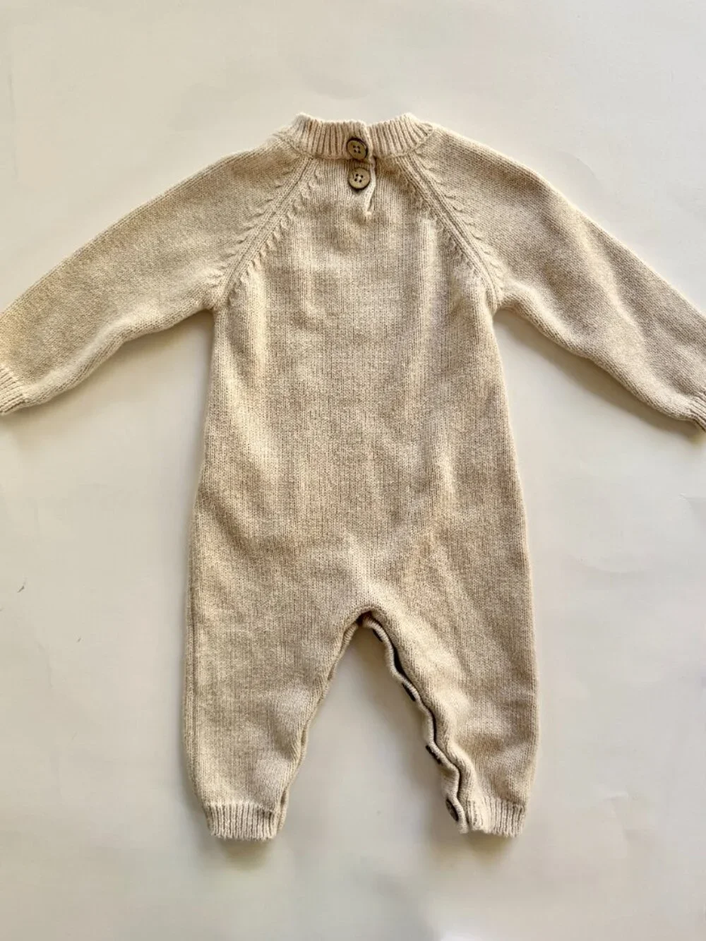 Jamie Kay Baby Knit Hedgehog Romper Sz 3-6M Oatmeal Coverall